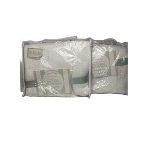 Colchas Domingos Pair of 100% Cotton Matelasse Pillow Standard Shams Ivory NEW